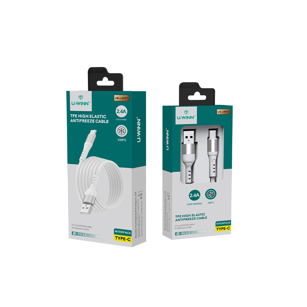 Cable para carga L401 USB-C Cable 2.4A 1M White USB 3.0 UWINN