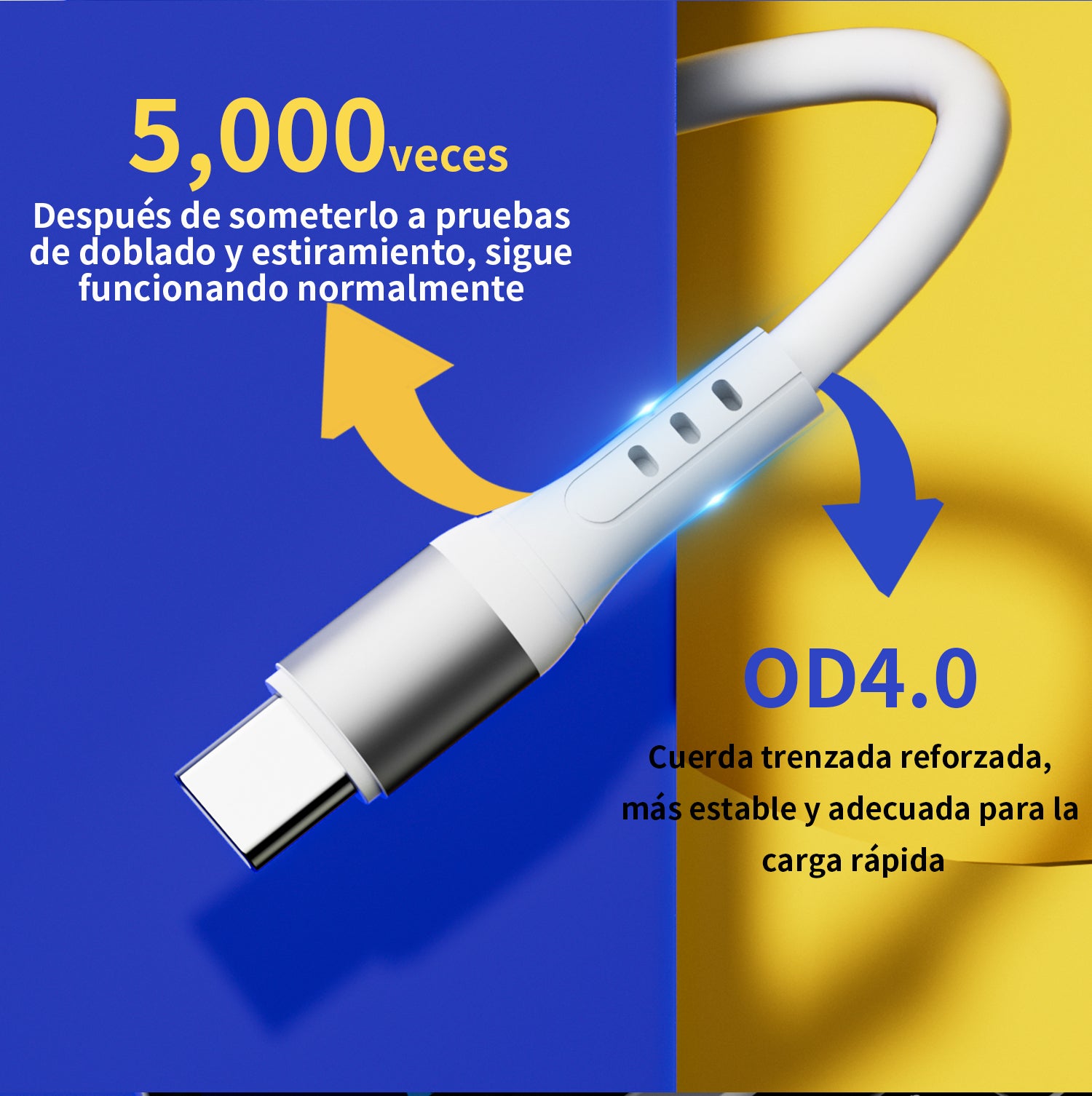 Cable para carga L401 USB-C Cable 2.4A 1M White USB 3.0 UWINN