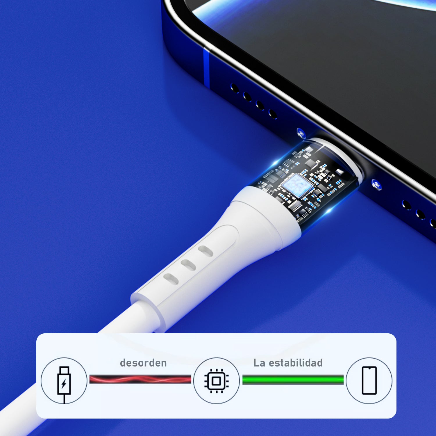 Cable para carga L401 USB-C Cable 2.4A 1M White USB 3.0 UWINN